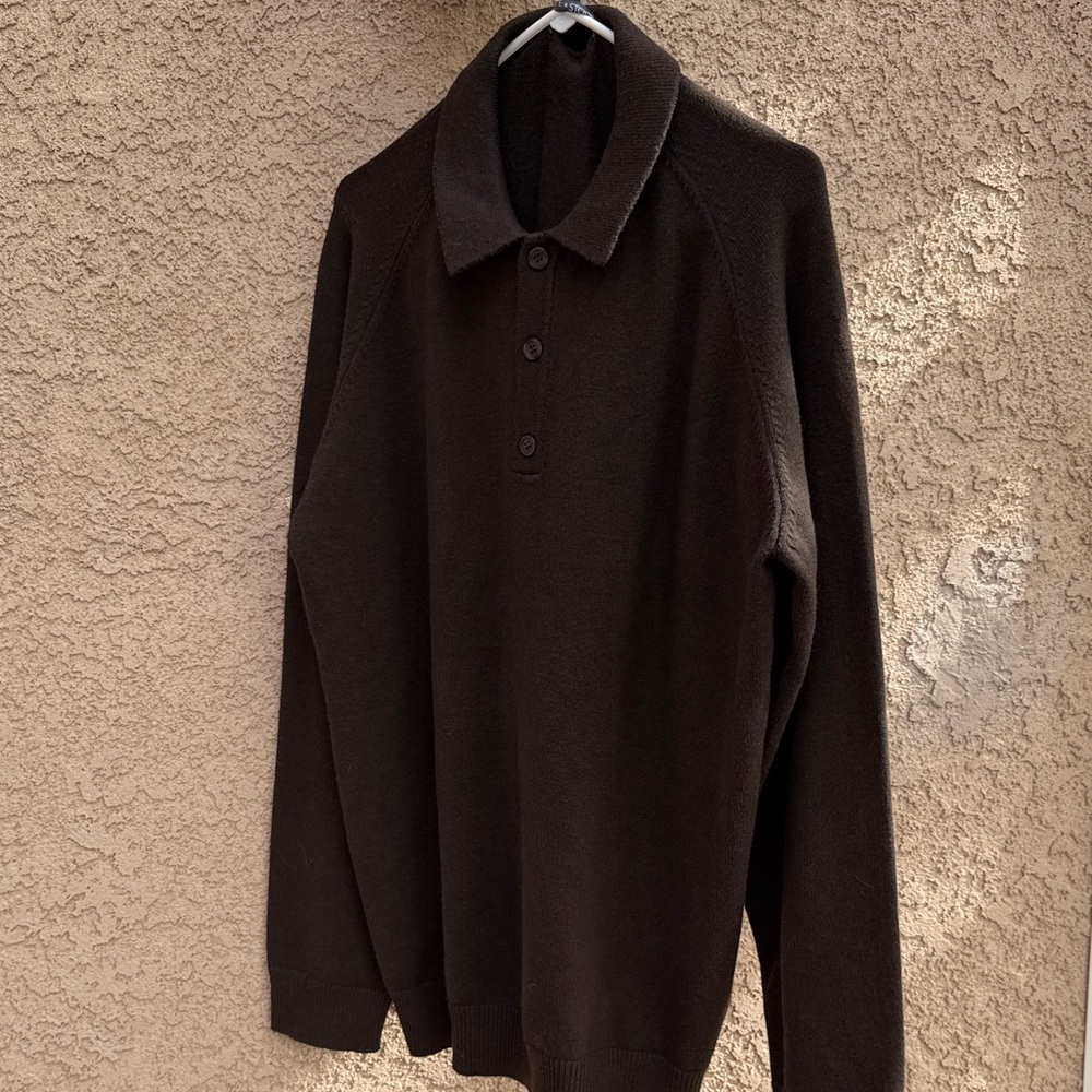 Slate & Stone Brown Knit Polo Sweater